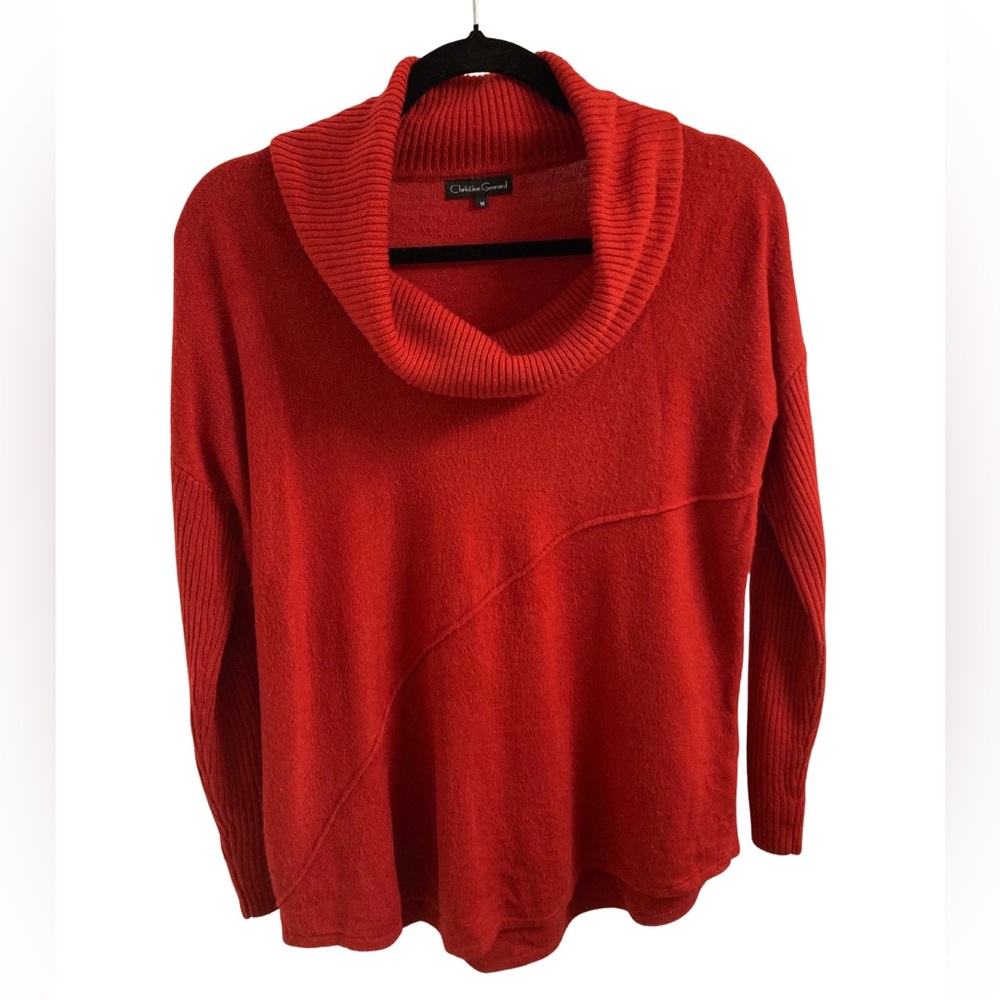 Christine Gerard Cowl Neck Red Sweater Size M